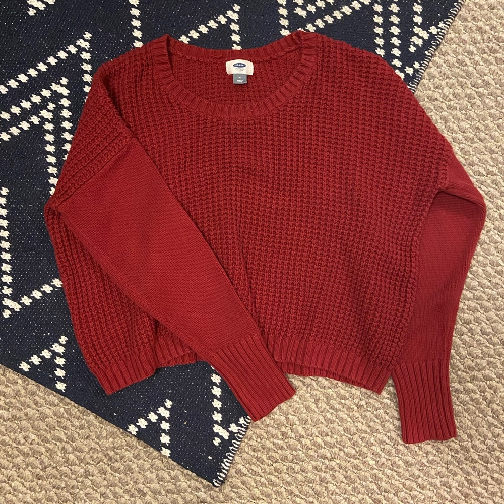 Cropped Burgundy Sweater - Old Navy